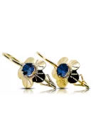 14k żółte złoto Szafir Kolczyki Styl Vintage vec028y